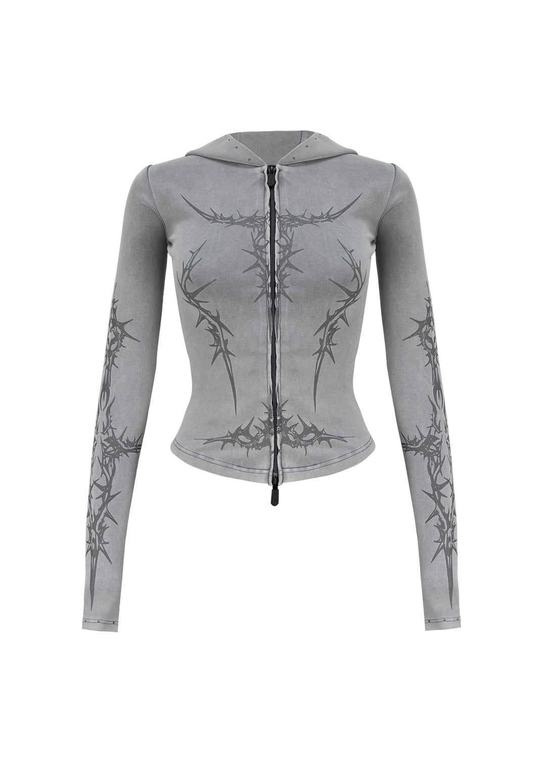 CURSE SCULPT STRETCH ZIP HOODIE WASHED GREY