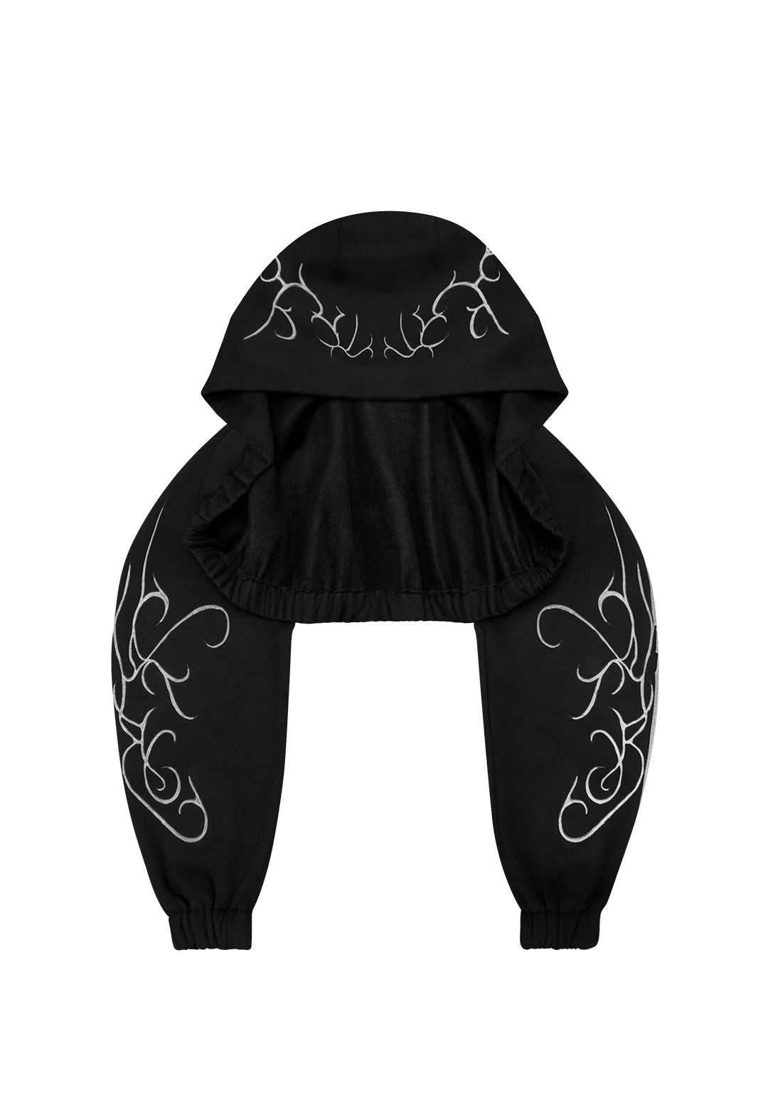 ALLURE 3D CHROME SUPER CROP HOODIE BLACK