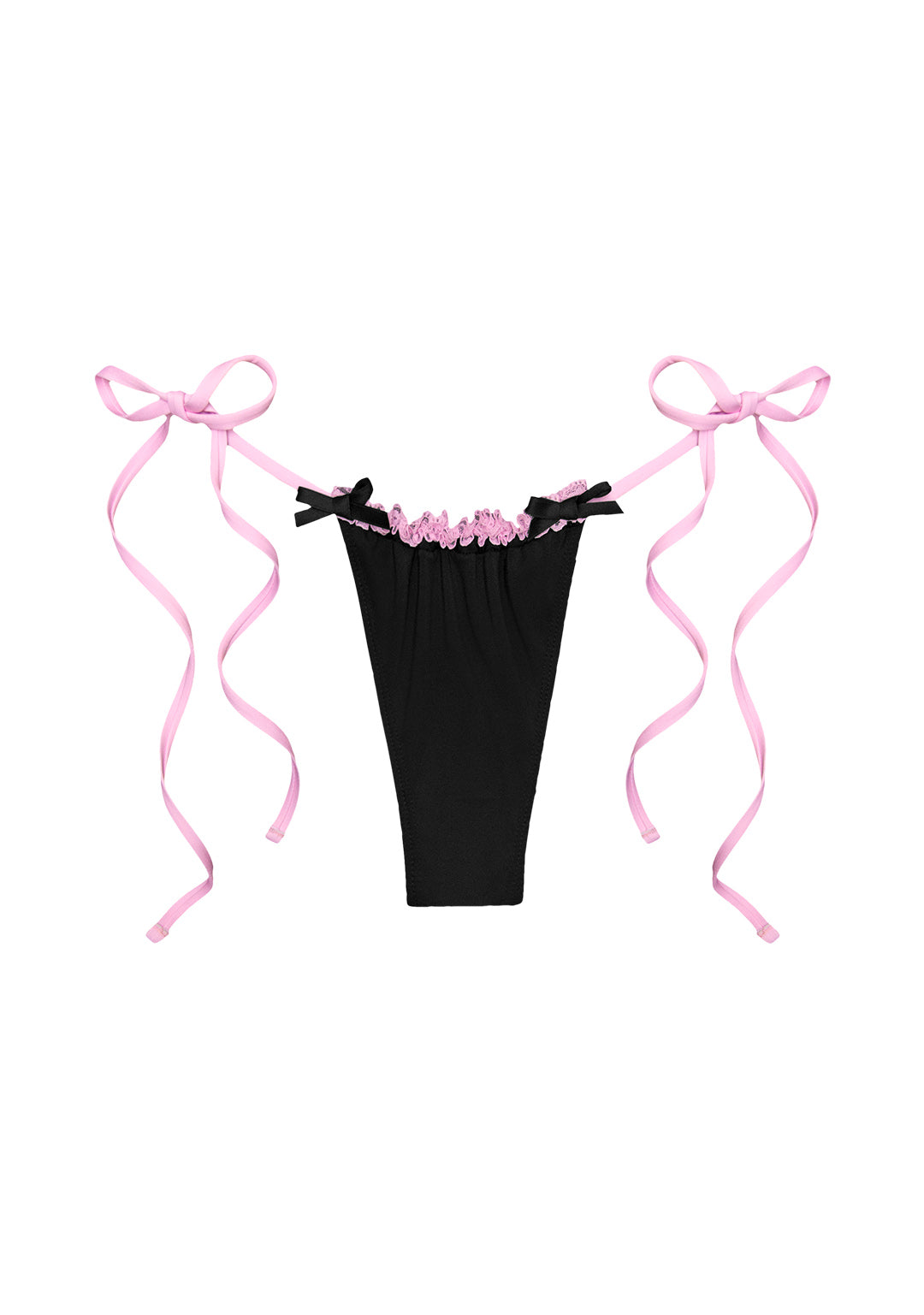 PRINC355 LACE RUFFLE BIKINI BOTTOMS BLACK