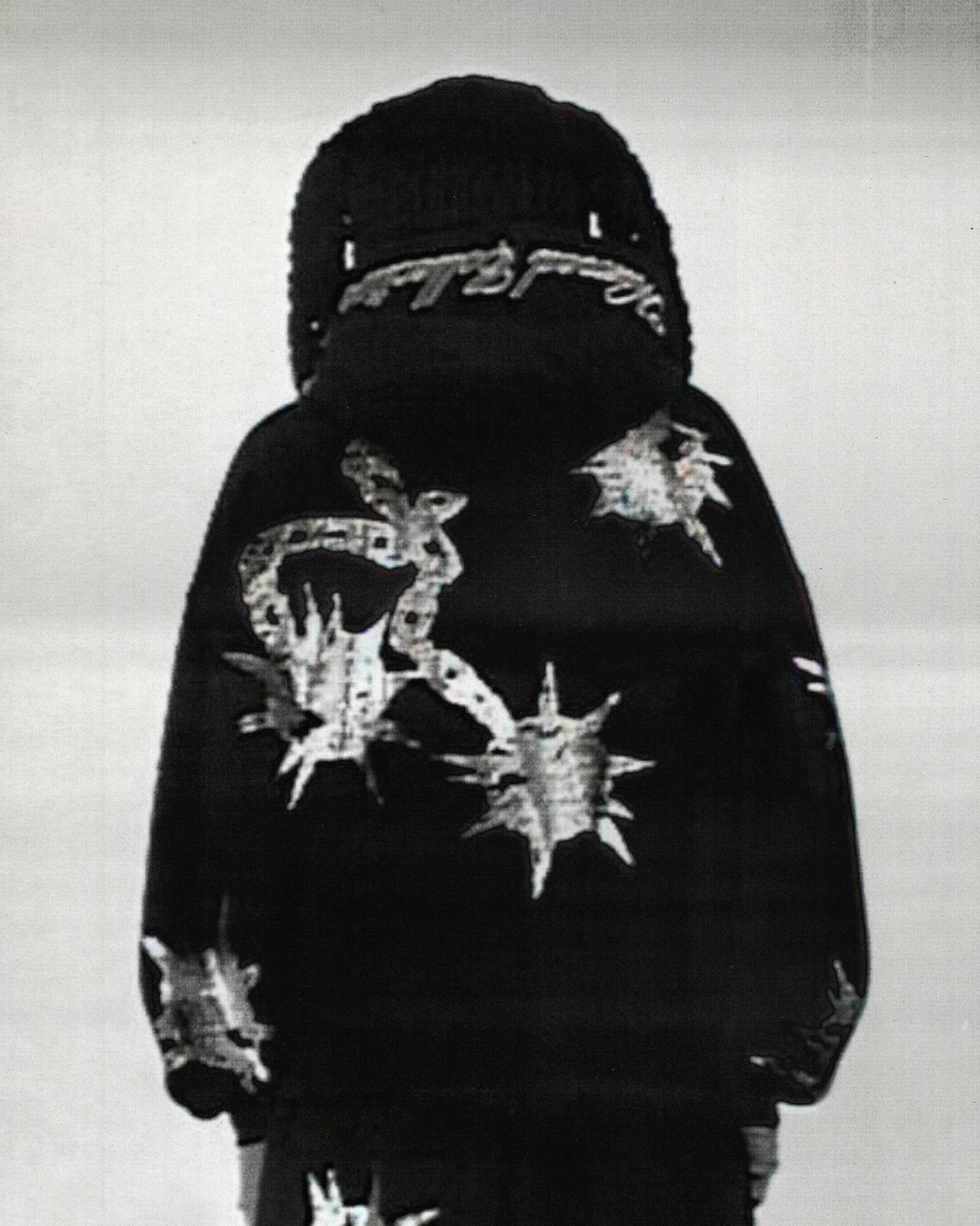 CLASH RHINESTONE ZIP HOODIE ONYX
