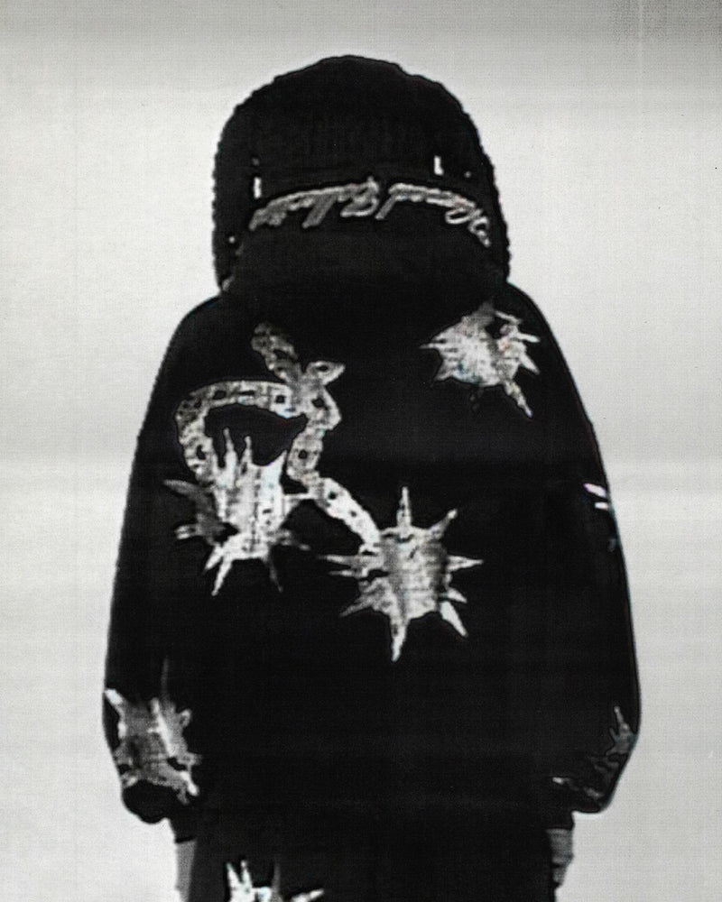 CLASH RHINESTONE ZIP HOODIE ONYX