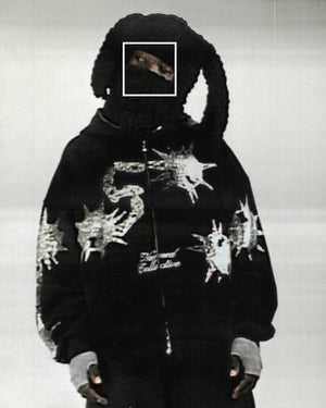 CLASH RHINESTONE ZIP HOODIE ONYX