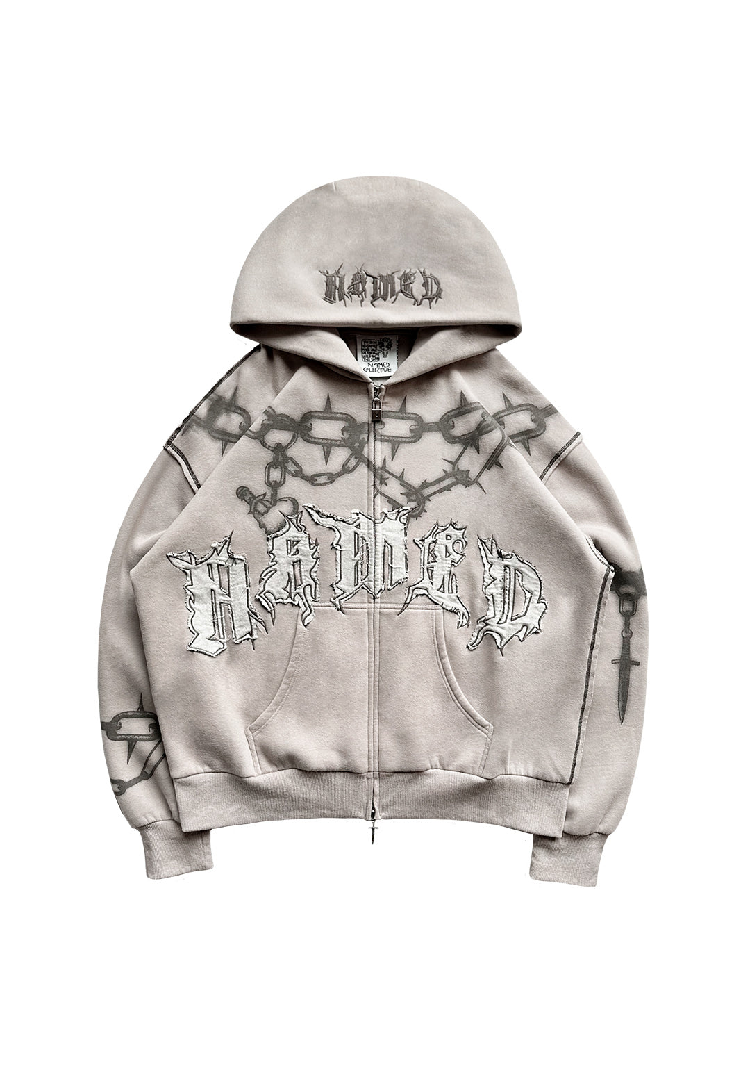 CHAINS ZIP HOODIE BONE