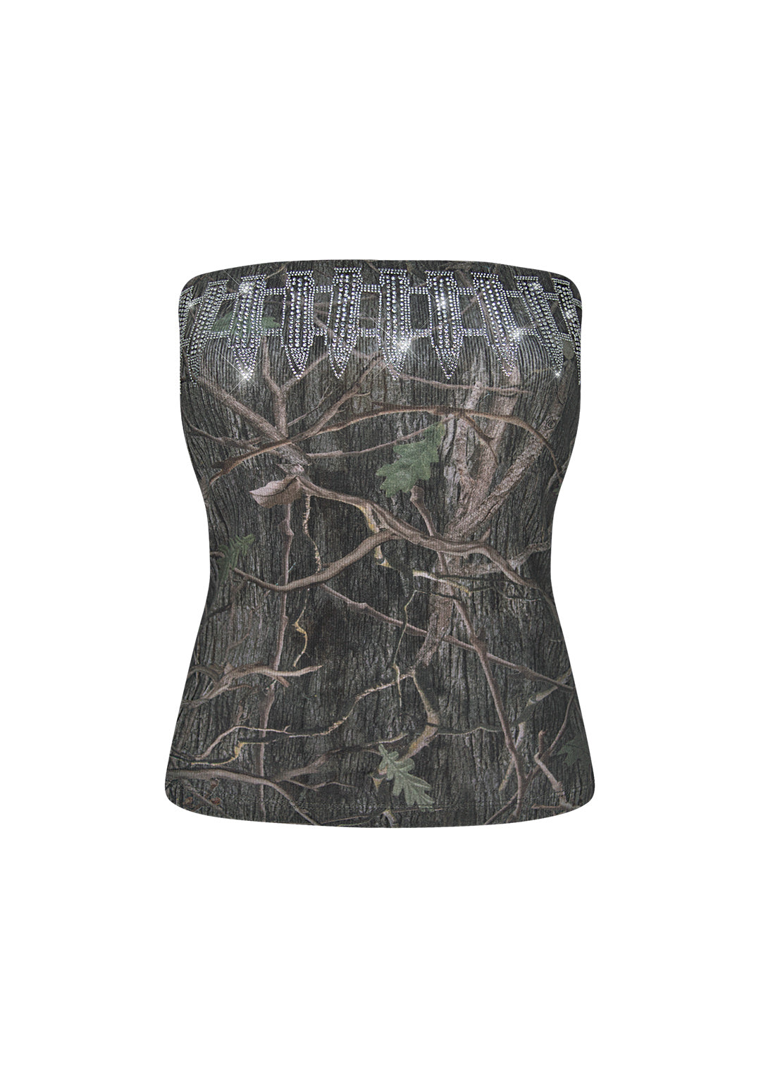 ENEMY RHINESTONE TUBE TOP TREE CAMO