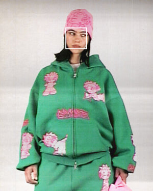 MISBEHAVE ZIP HOODIE ELECTRIC GREEN