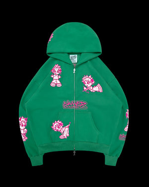 MISBEHAVE ZIP HOODIE ELECTRIC GREEN