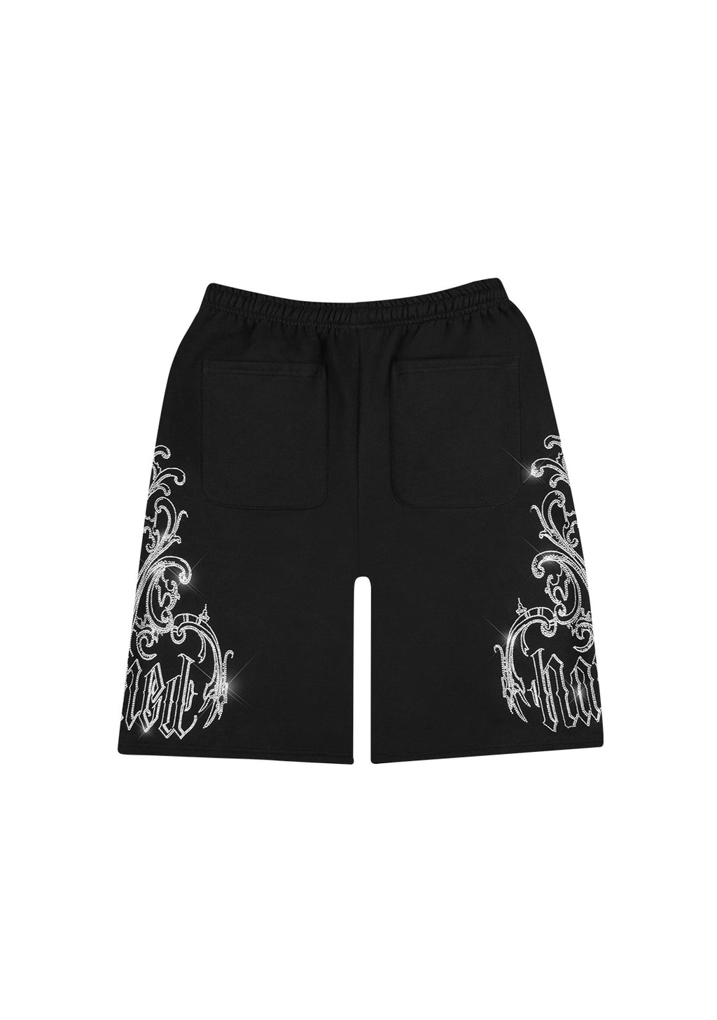 Nocturnal Rhinestone Oversized Sweatshorts Black – NAMED