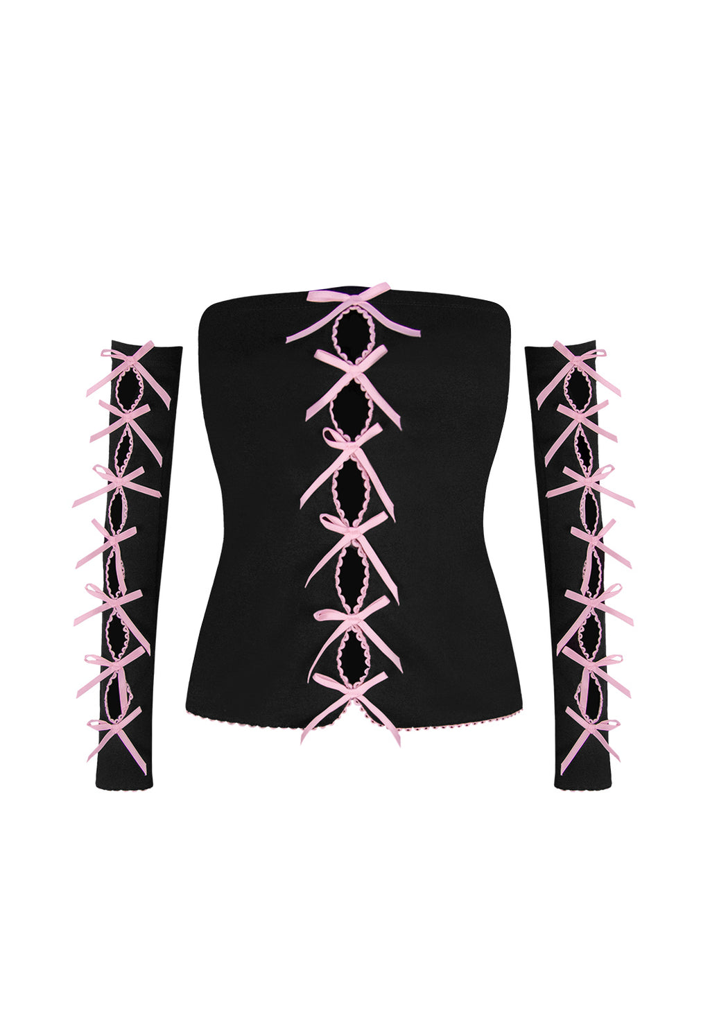 トップス andmary natelie ribbon set black ANDMARY】Natalie ribbon set