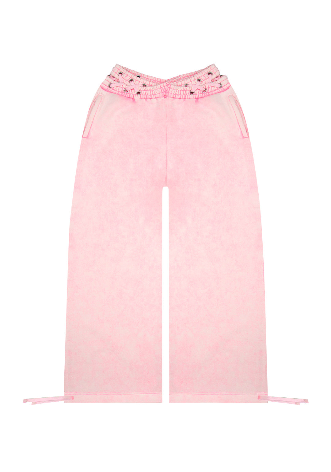 VENDETTA LACE UP OVERSIZED SWEATPANTS WASHED BABY PINK