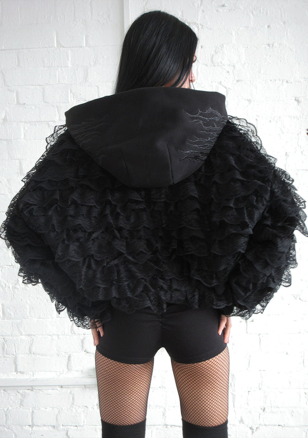 Bad Romance Lace Ruffle Zip Hoodie Black – NAMED COLLECTIVE®