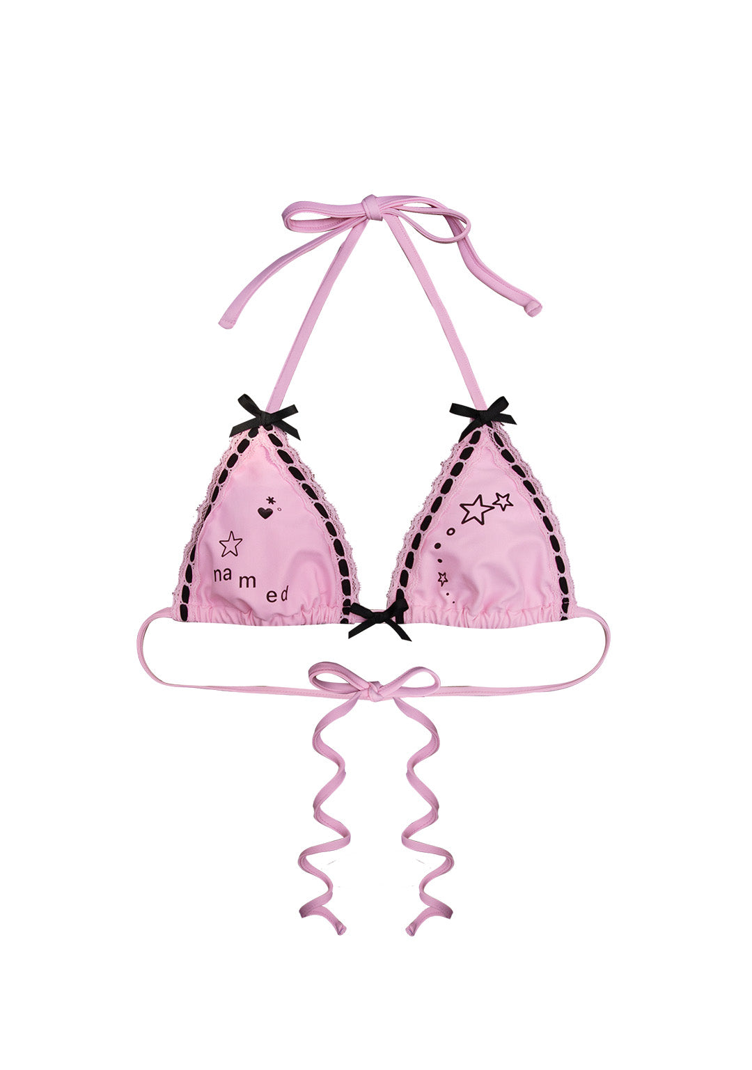 MALFUNCTION RIBBON BIKINI TOP BABY PINK