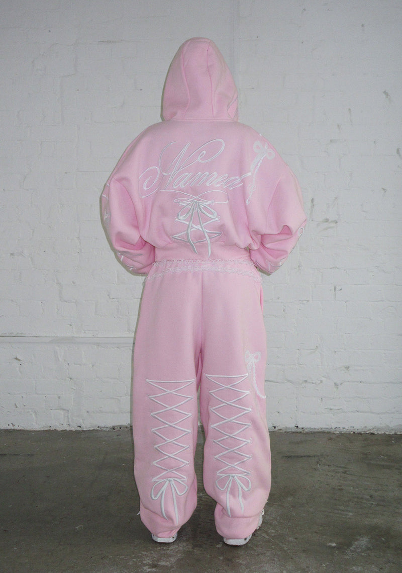 CONFESSIONS EMBROIDERED OVERSIZED SWEATPANTS BABY PINK