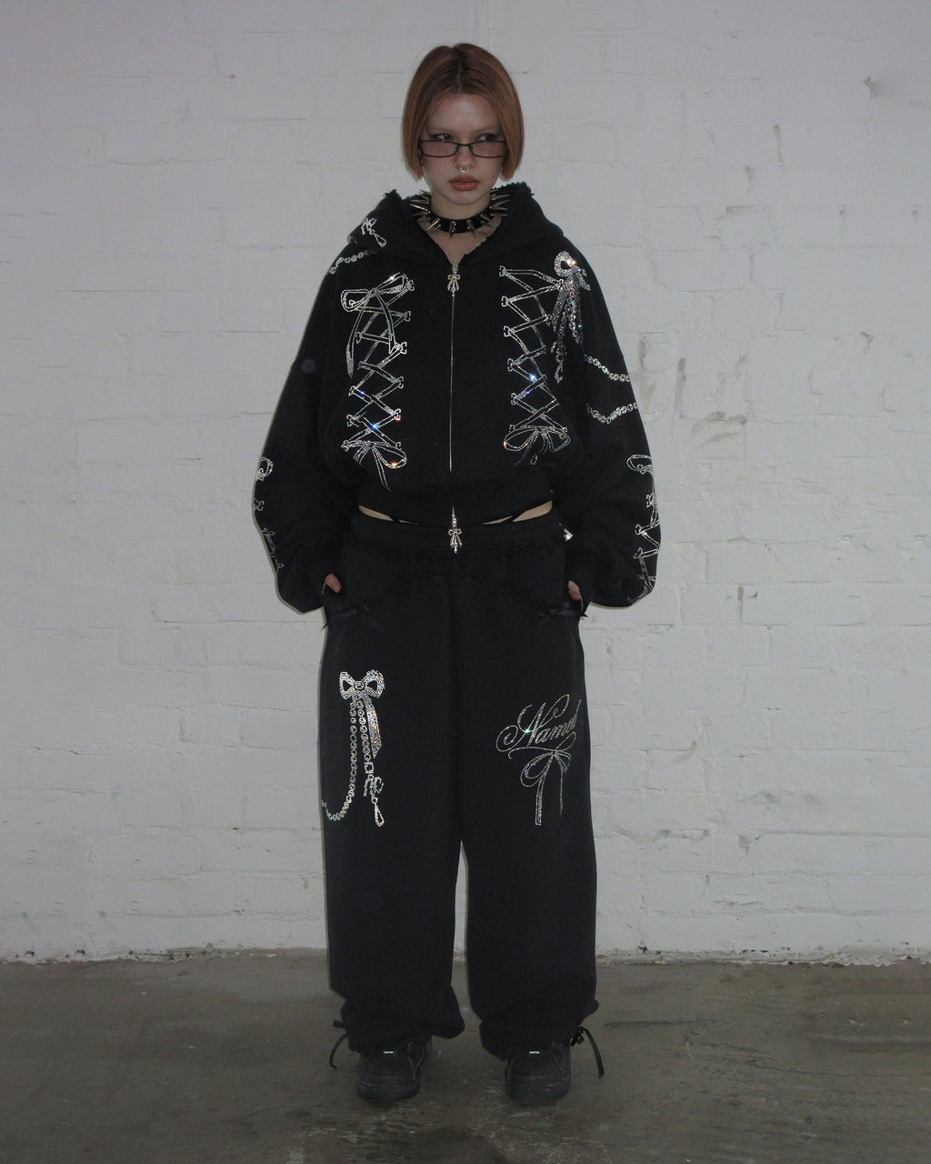 CONFESSIONS RHINESTONE CROP ZIP HOODIE BLACK – NAMED COLLECTIVE® 