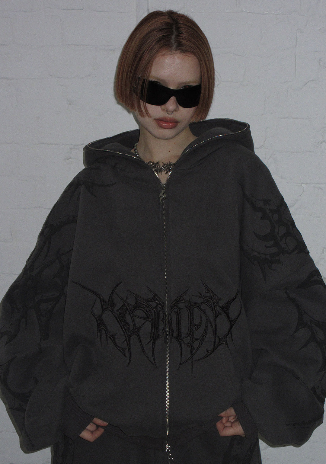 CRASH PUFF PRINT HOODIE CHARCOAL