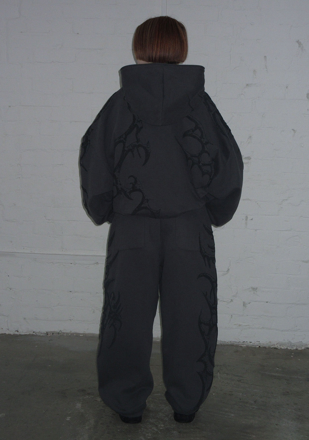 CRASH PUFF PRINT OVERSIZED SWEATPANTS CHARCOAL