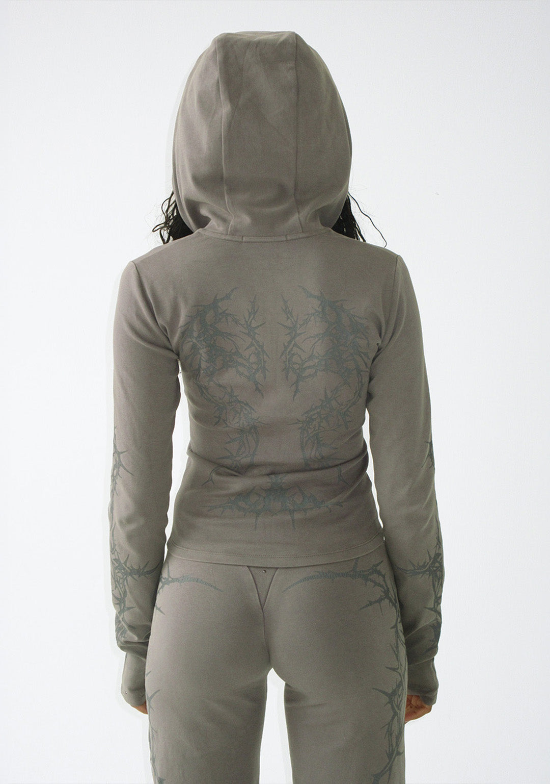 CURSE SCULPT STRETCH ZIP HOODIE WASHED ARMY GREEN