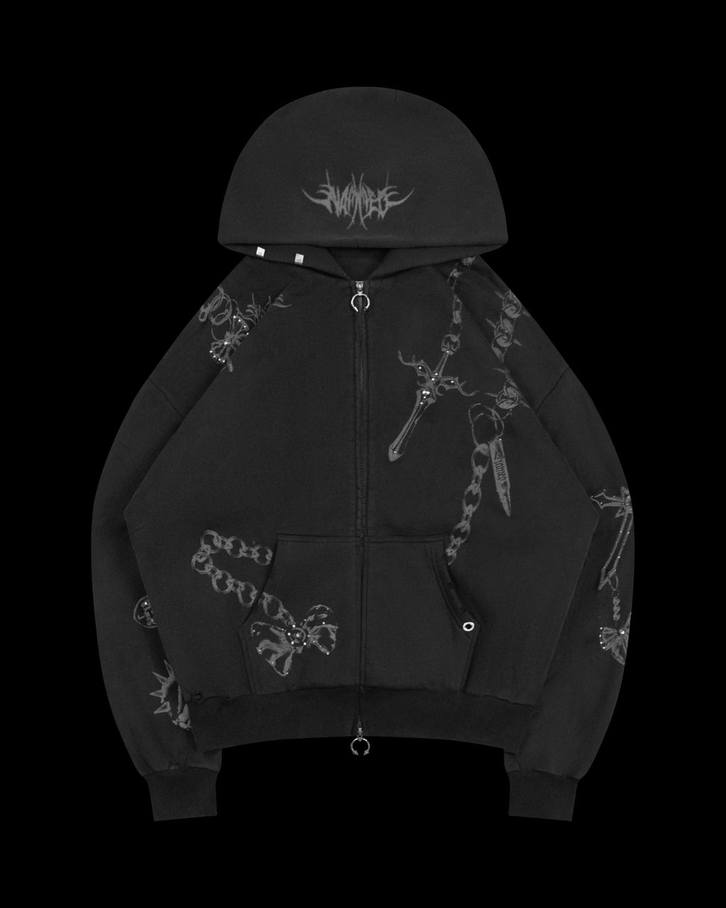 DESTROY STUDDED ZIP HOODIE BLACK VINTAGE WASH – NAMED DESTROY STUDDED ZIP HOODIE BLACK VINTAGE WASH – NAMED