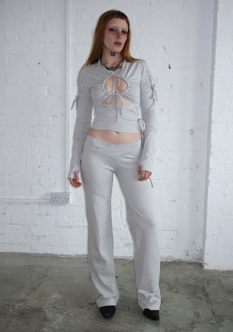 ENVY SCULPT STRETCH TWO PIECE SKIRT TROUSER SET MIST GREY