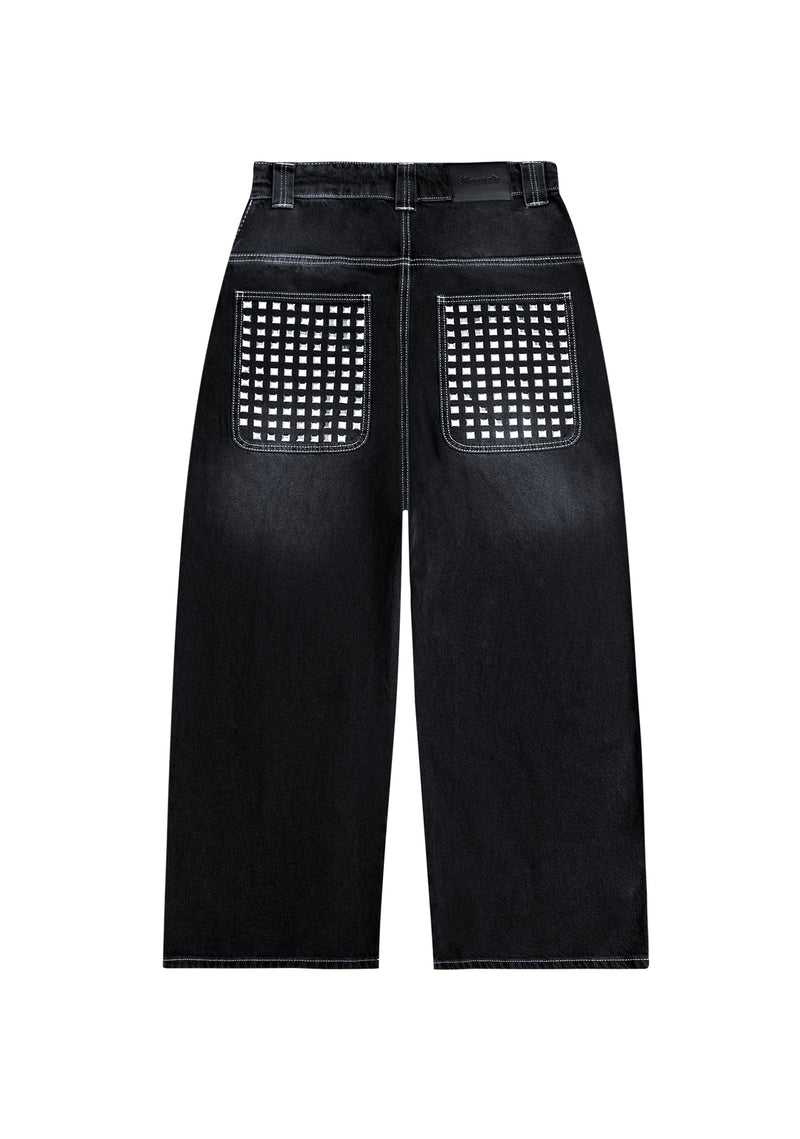 FAITHFUL STUDDED OVERSIZED JEANS WASHED BLACK