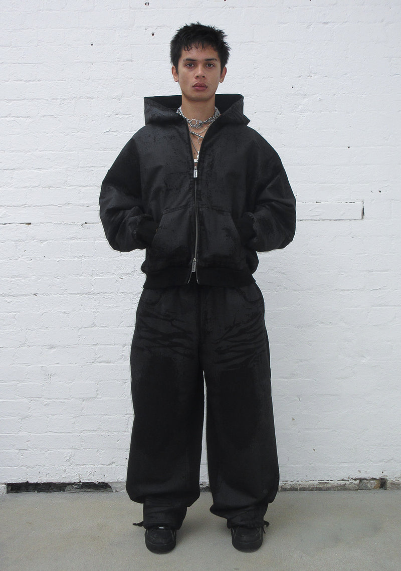 FAITHFUL LEATHER EFFECT ZIP HOODIE BLACK