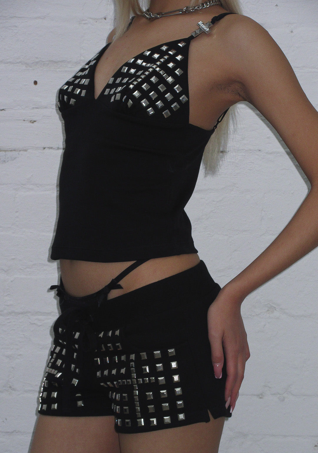 FAITHFUL STUDDED MICRO HOTPANT SHORTS BLACK