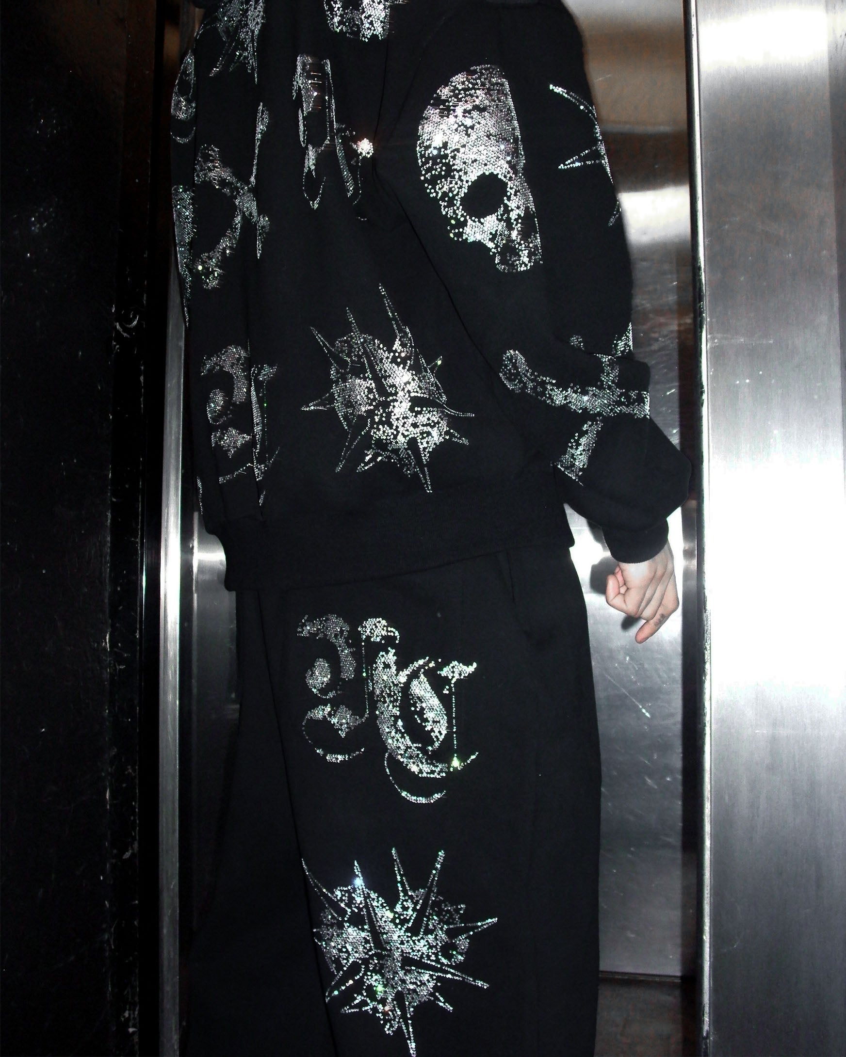 LETHAL RHINESTONE ZIP HOODIE BLACK