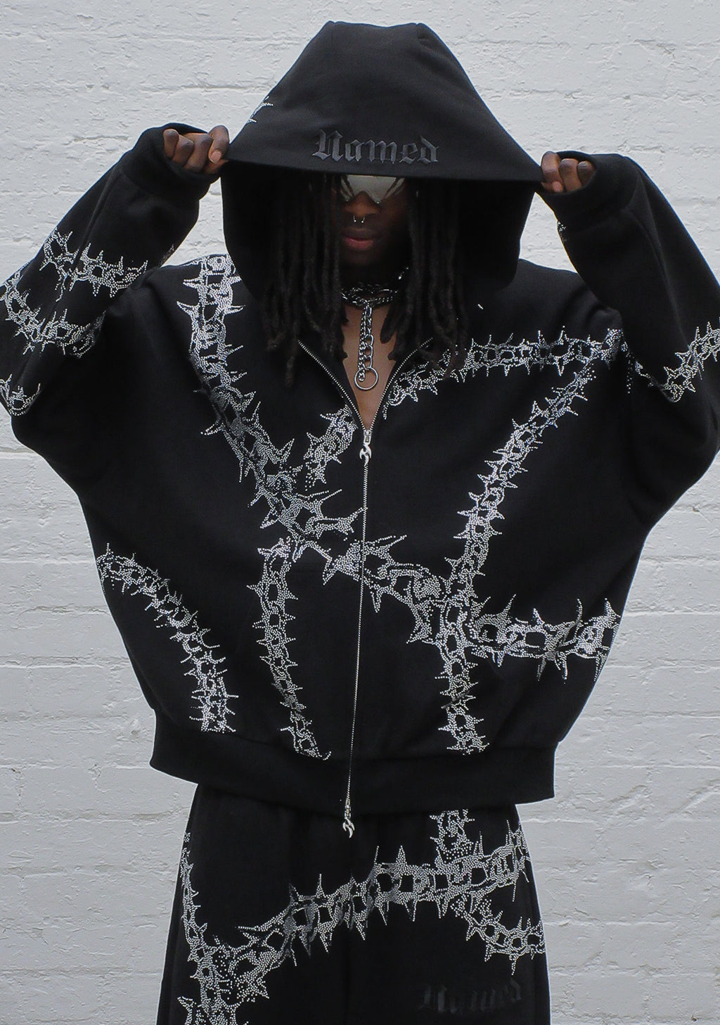 Omen Rhinestone Zip Hoodie Black – NAMED COLLECTIVE®
