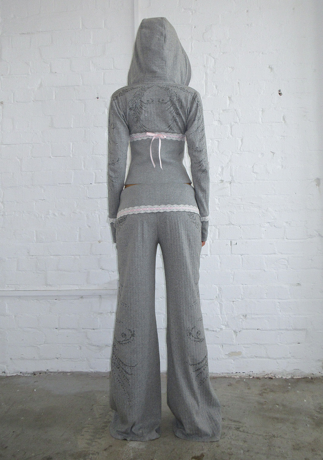 WHISPER RIBBON POINTELLE SCULPT PANTS GREY MARL