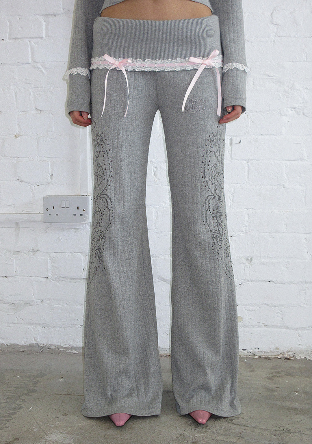 WHISPER RIBBON POINTELLE SCULPT PANTS GREY MARL