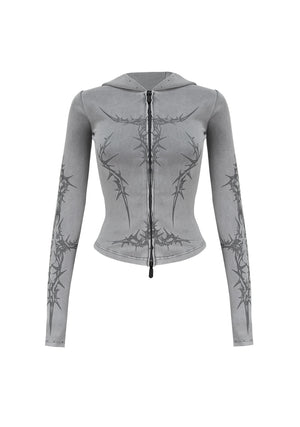 CURSE SCULPT STRETCH ZIP HOODIE WASHED GREY