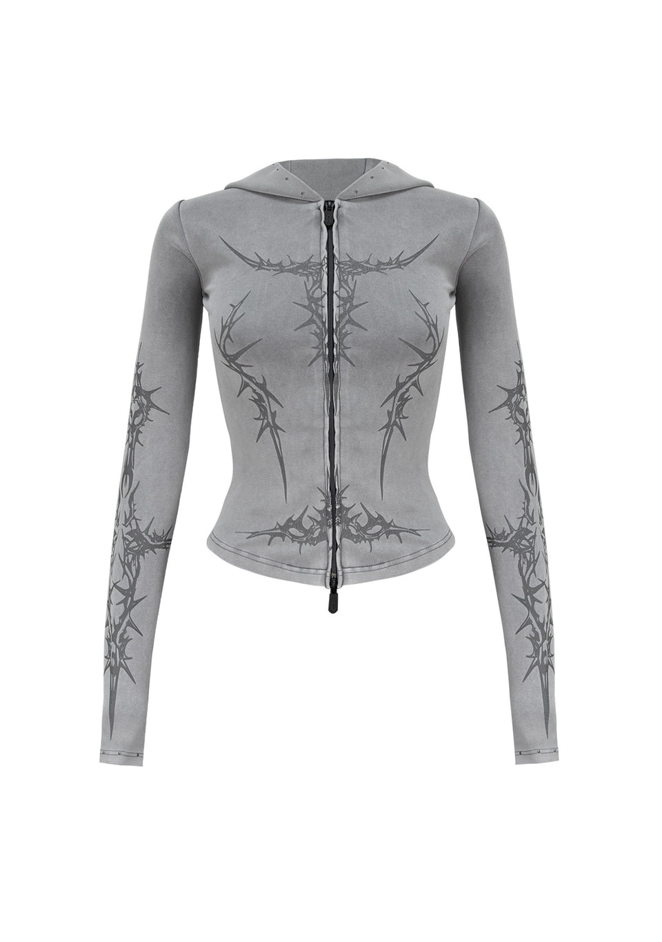 CURSE SCULPT STRETCH ZIP HOODIE WASHED GREY