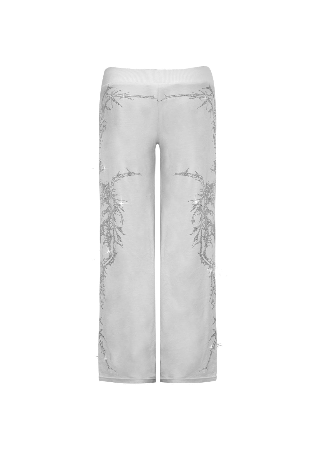 CURSE RHINESTONE VELOUR SWEATPANTS SALT