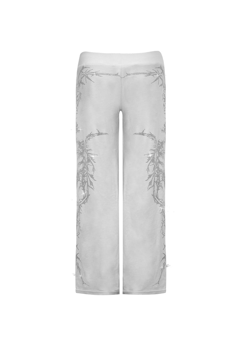 CURSE RHINESTONE VELOUR SWEATPANTS SALT