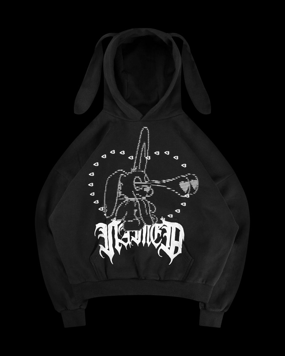 404 ERROR BUNNY HOODIE BLACK (DETACHABLE EARS)