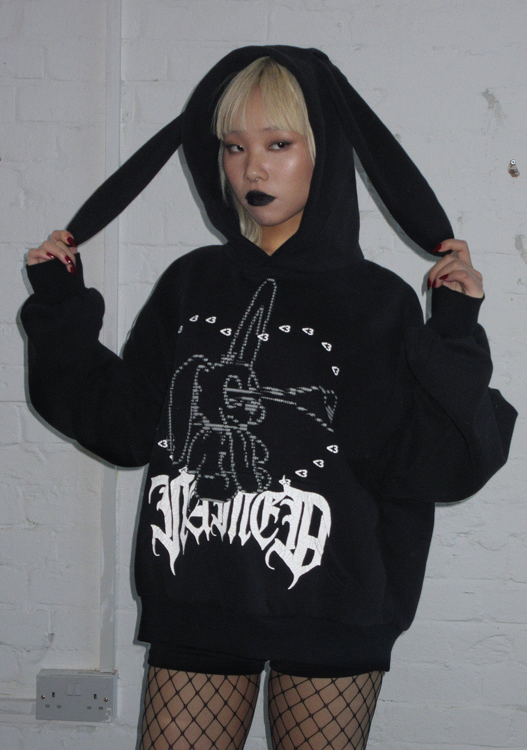 404 ERROR BUNNY HOODIE BLACK (DETACHABLE EARS)