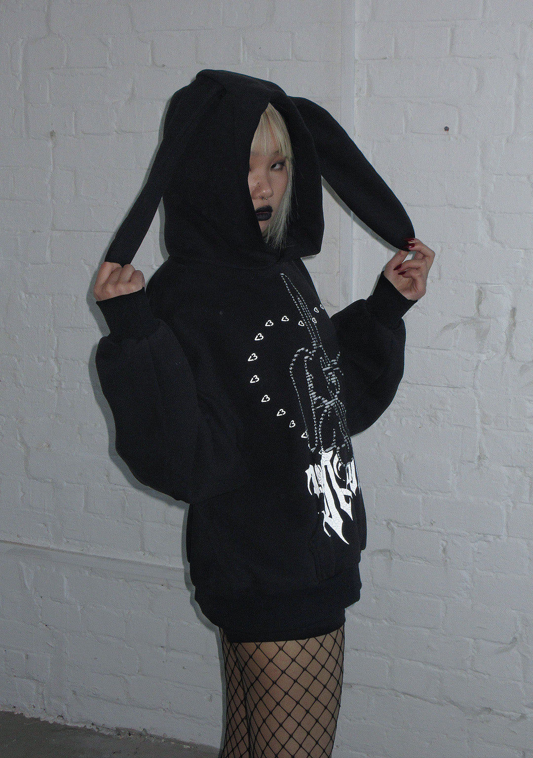 404 ERROR BUNNY HOODIE BLACK (DETACHABLE EARS)