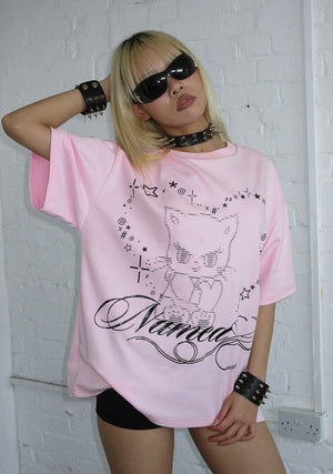 404 ERROR KITTY OVERSIZED TEE BABY PINK