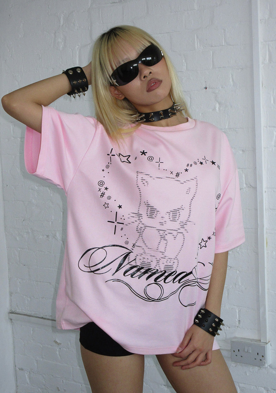 404 ERROR KITTY OVERSIZED TEE BABY PINK