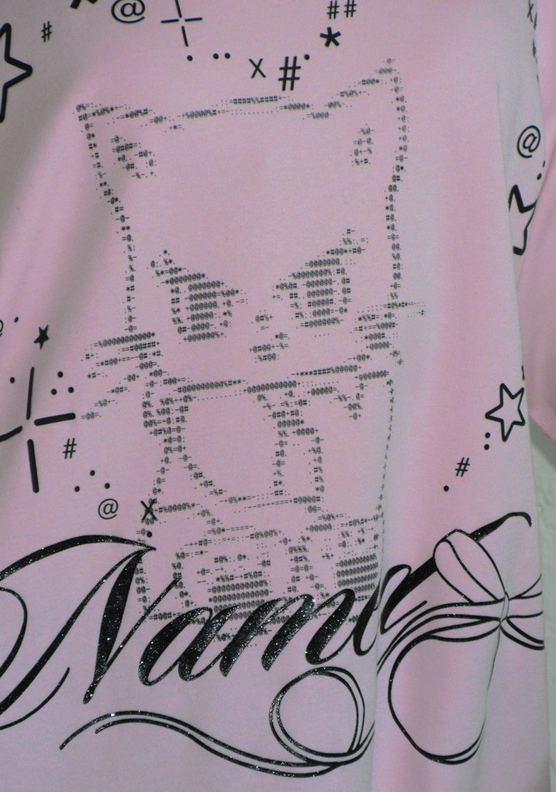 404 ERROR KITTY OVERSIZED TEE BABY PINK