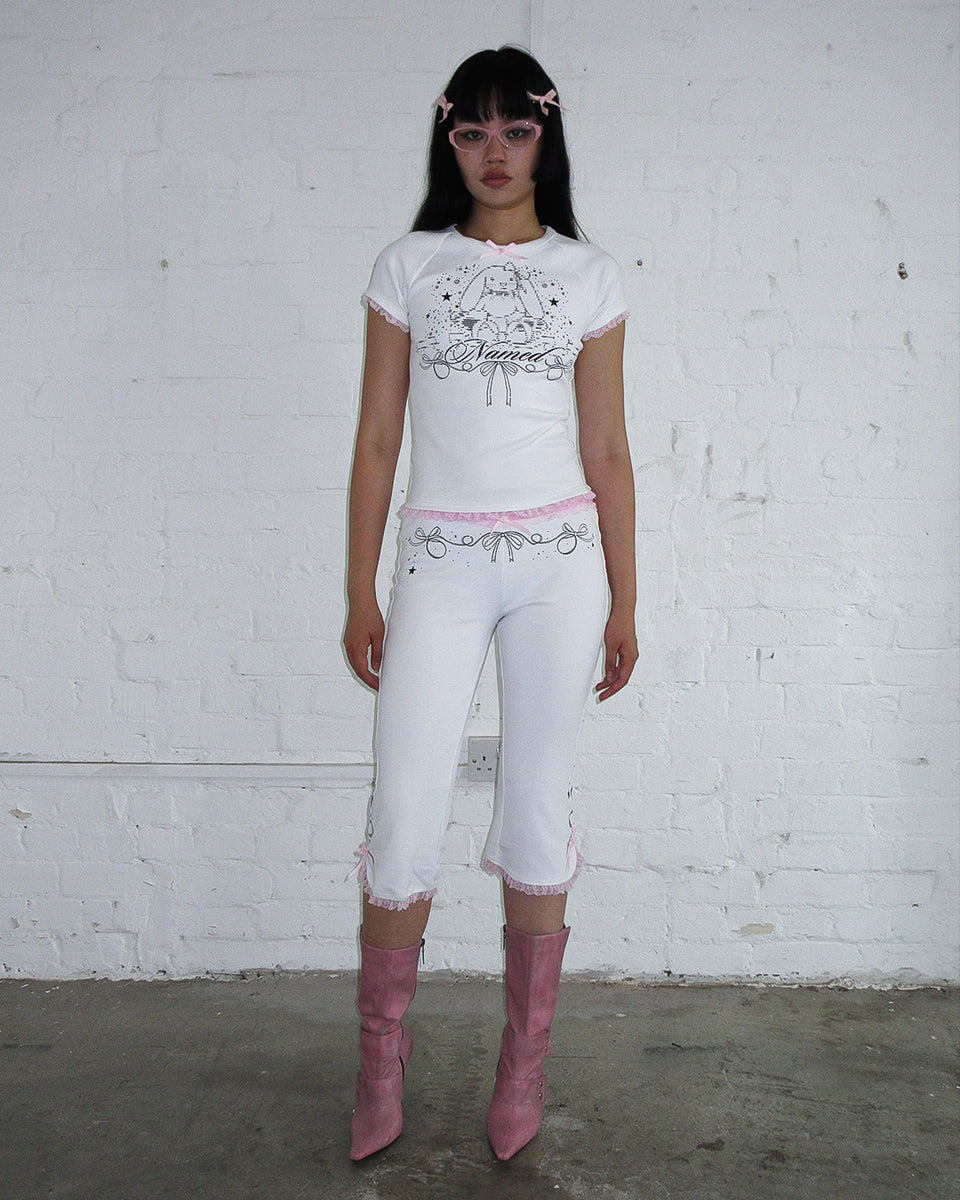 404 ERROR SCULPT STRETCH CAPRI PANTS WHITE