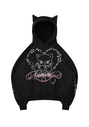 404 ERROR KITTY HOODIE BLACK