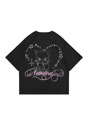 404 ERROR KITTY OVERSIZED TEE BLACK
