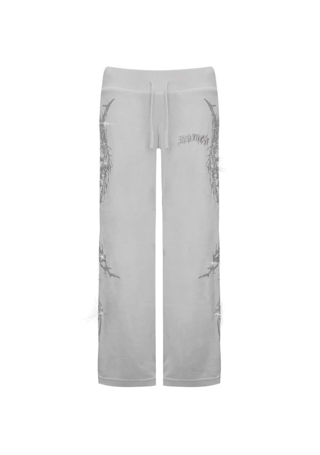 CURSE RHINESTONE VELOUR SWEATPANTS SALT