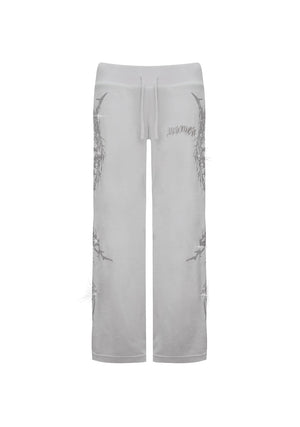 CURSE RHINESTONE VELOUR SWEATPANTS SALT