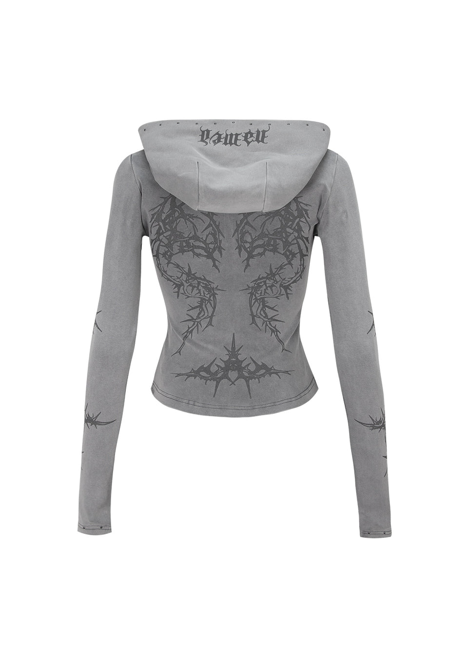 CURSE SCULPT STRETCH ZIP HOODIE WASHED GREY