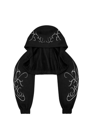 ALLURE 3D CHROME SUPER CROP HOODIE BLACK