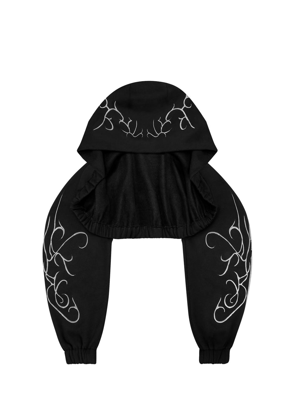 ALLURE 3D CHROME SUPER CROP HOODIE BLACK