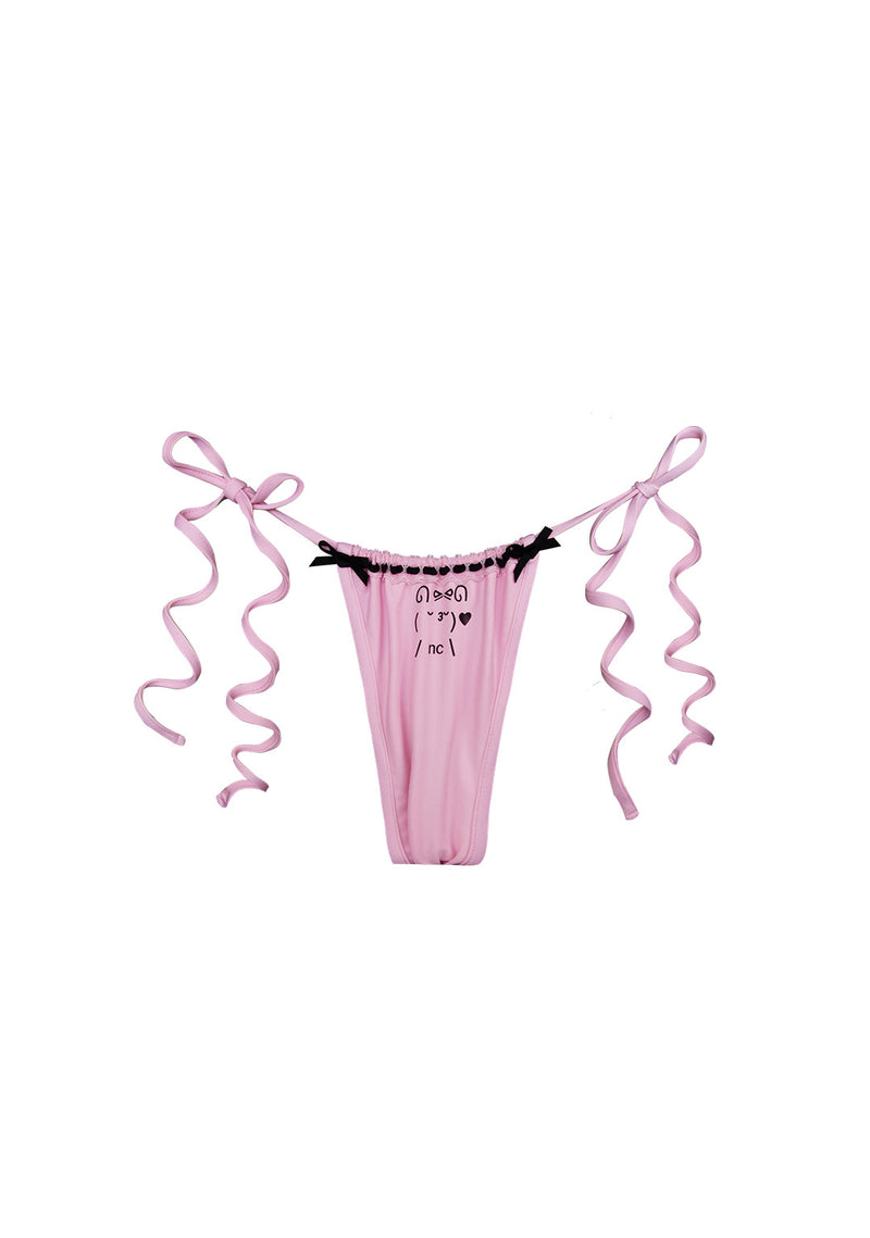 MALFUNCTION RIBBON BIKINI BOTTOMS BABY PINK