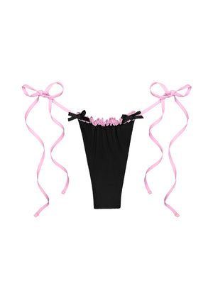 PRINC355 LACE RUFFLE BIKINI BOTTOMS BLACK