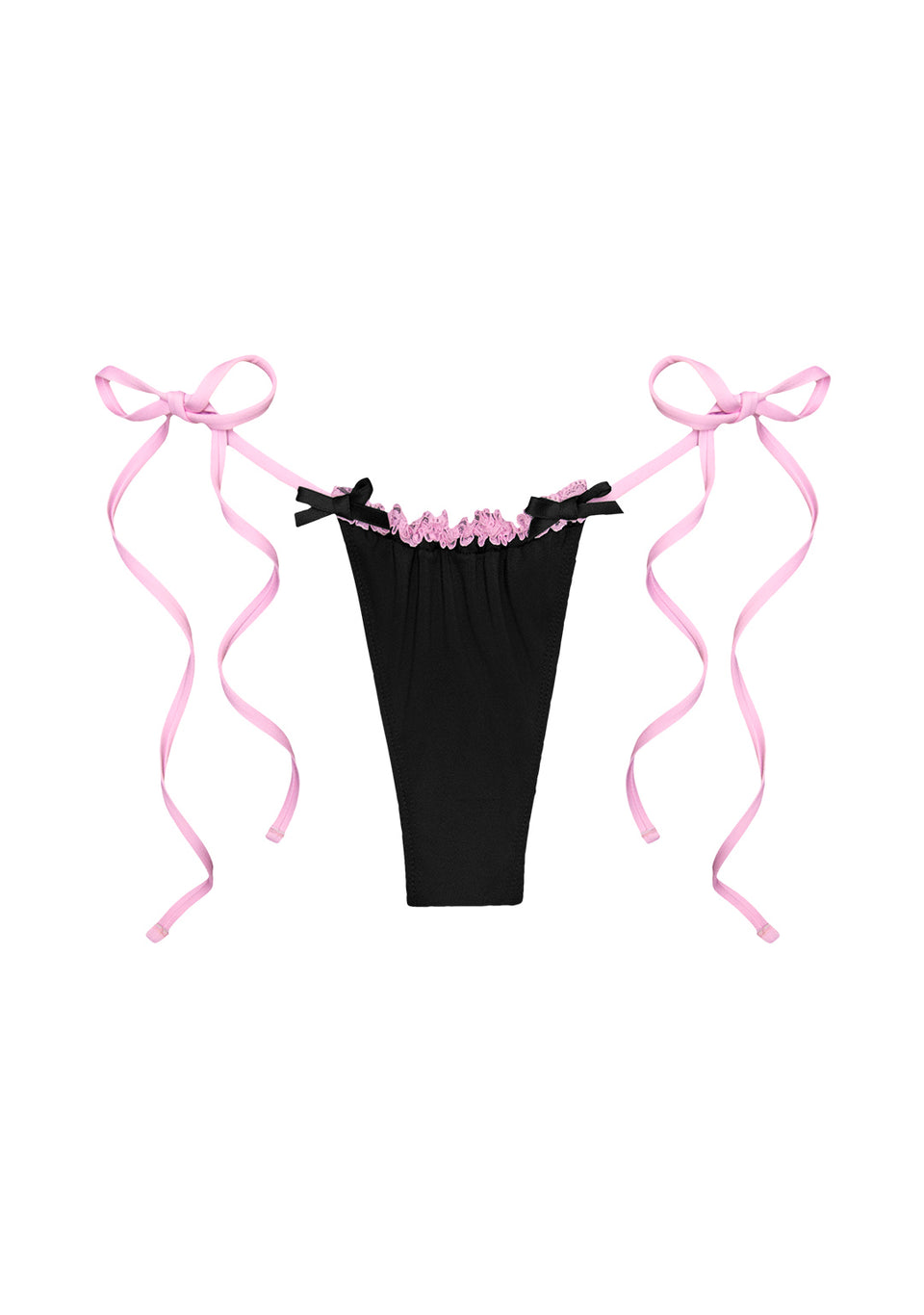 PRINC355 LACE RUFFLE BIKINI BOTTOMS BLACK